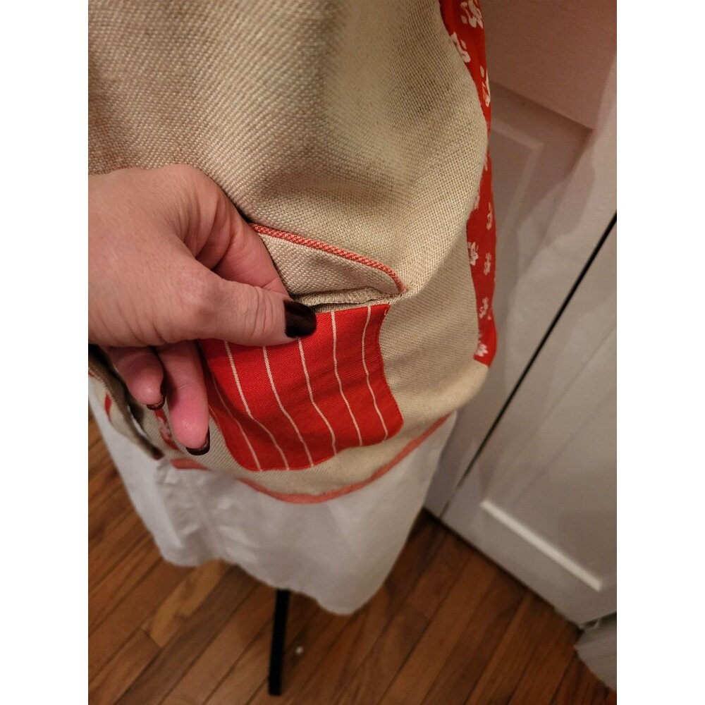 Vintage 90s Linen Blend Coral Print Button Up Vest 6 Retro Preppy Old Money - Picture 6 of 11